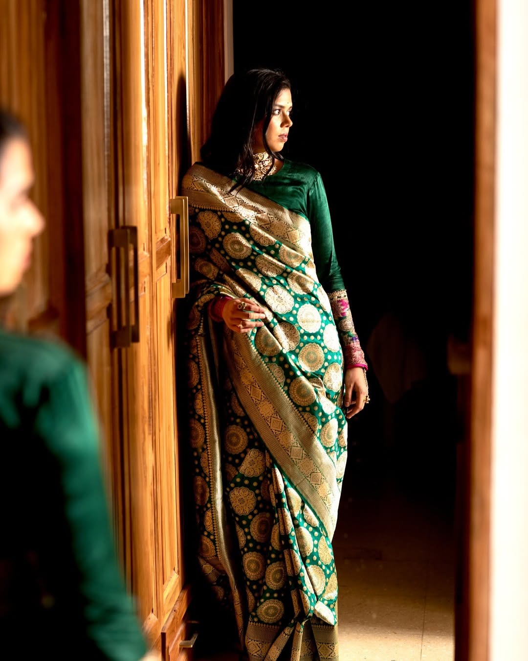 Mesmerising Dark Green Soft Silk Saree With Elegant Blouse Piece