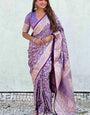 Enthralling Lavender Soft Silk Saree With Profuse Blouse Piece