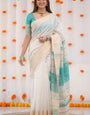 Allure Beige Cotton Silk Saree With Glittering Blouse Piece