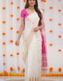 Mellifluous Beige Cotton Silk Saree With Bucolic Blouse Piece