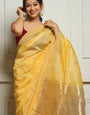 Charismatic Yellow Cotton Silk Saree With Winsome Blouse Piece