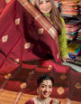 Artistic Wine Soft Banarasi Silk Saree With Radiant Blouse Piece