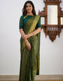 Confounding Dark Green Soft Silk Saree With Rhapsodic Blouse Piece