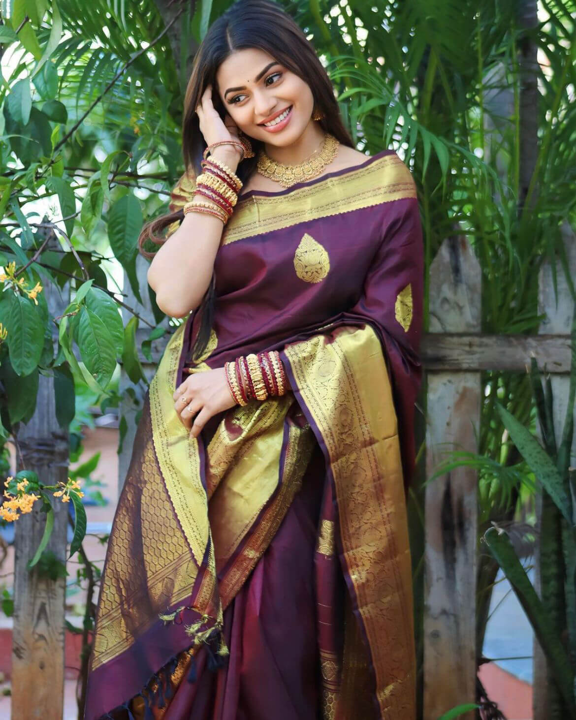 Artistic Wine Soft Silk Saree With Effulgent Blouse Piece