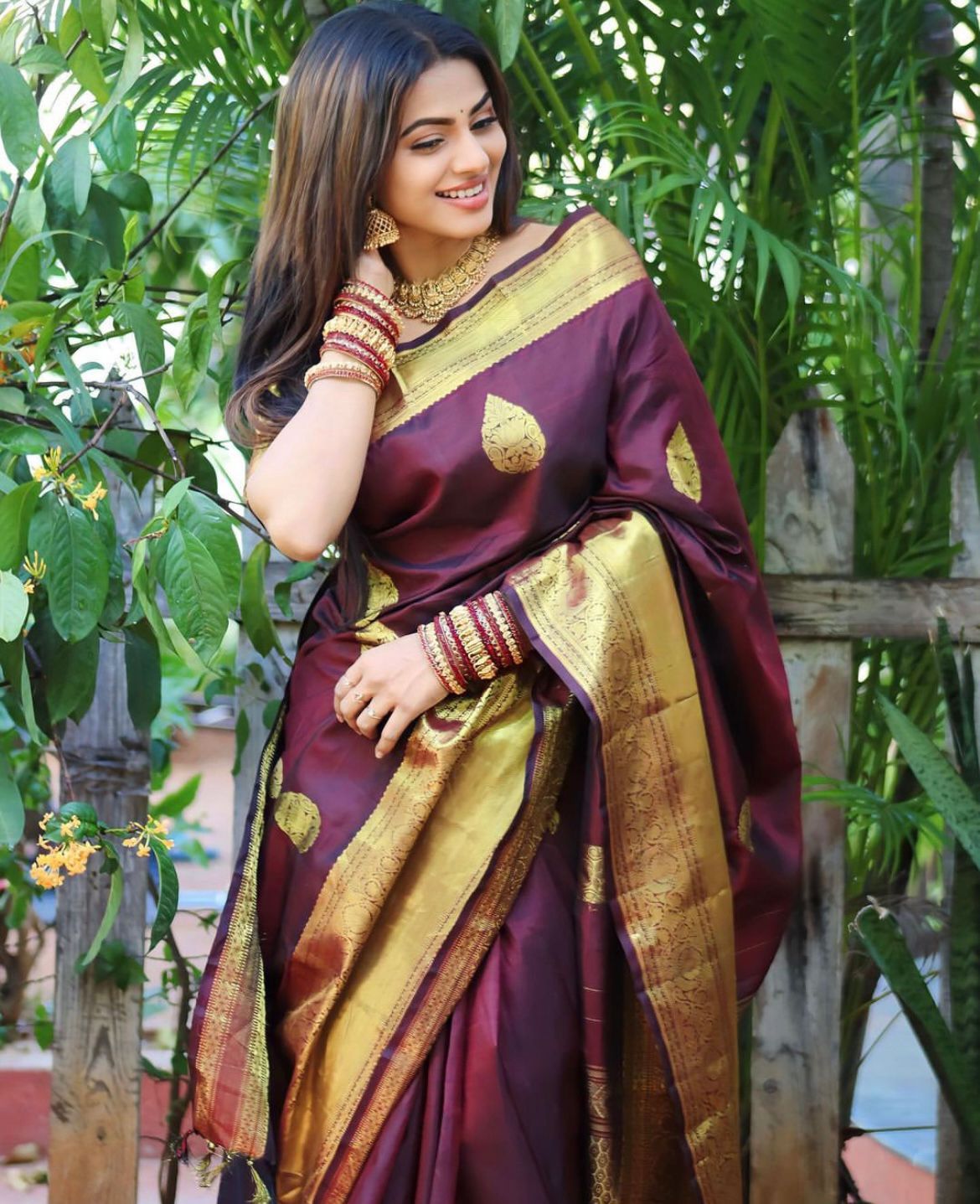 Artistic Wine Soft Silk Saree With Effulgent Blouse Piece