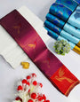 Capricious Purple Soft Banarasi Silk Saree With Glowing Blouse Piece