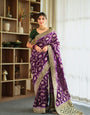 Adoring Purple Soft Silk Saree With Jazzy Blouse Piece