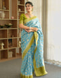 Winsome Sky Soft Silk Saree With Nectarous Blouse Piece