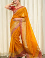 Artistic Orange Soft Silk Saree With Radiant Blouse Piece