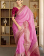 Ailurophile Pink Soft Silk Saree With Angelic Blouse Piece
