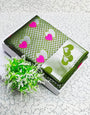 Traditional Green Soft Banarasi Silk Saree With Brood Blouse Piece