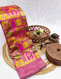 Gratifying Dark Pink Soft Silk Saree With Embrocation Blouse Piece
