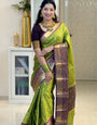 Phenomenal Green Soft Silk Saree With Artistic Blouse Piece