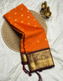 Designer Orange Soft Silk Saree With Luxuriant Blouse Piece