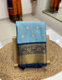 Groovy Sky Soft Silk Saree With Delightful Blouse Piece