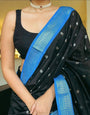Epiphany Black Soft Silk Saree With Smashing Blouse Piece
