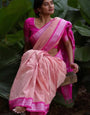 Embrocation Pink Soft Silk Saree With Confounding Blouse Piece