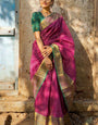 Luminous Dark Pink Soft Silk Saree With Stylish Blouse Piece