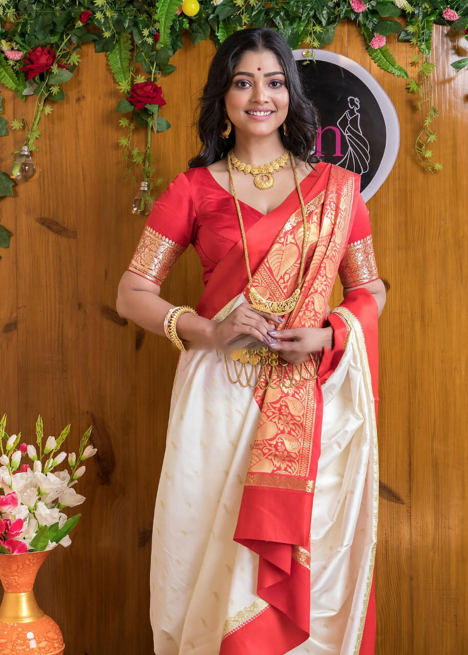 Arresting Beige Soft Silk Saree With Admirable Blouse Piece