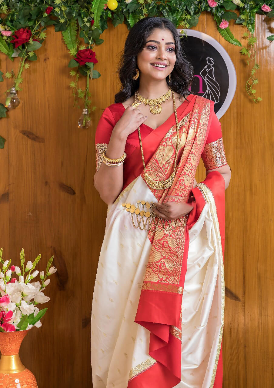 Arresting Beige Soft Silk Saree With Admirable Blouse Piece