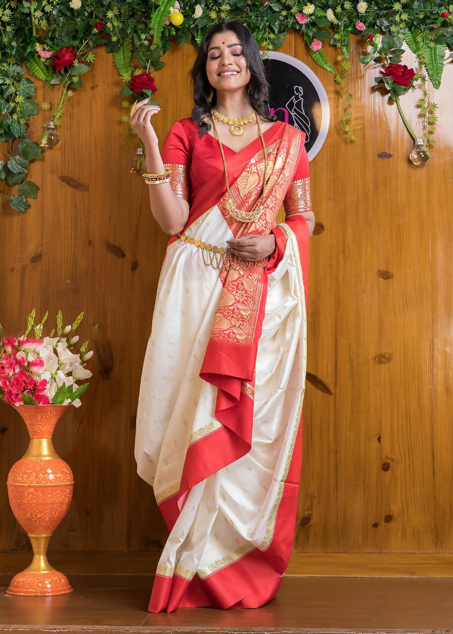 Arresting Beige Soft Silk Saree With Admirable Blouse Piece