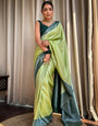 Capricious Pista Soft Silk Saree With Prominent Blouse Piece