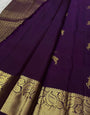 Captivating Purple Soft Banarasi Silk Saree With Flameboyant Blouse Piece