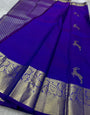 Delightful  Royal Blue Soft Banarasi Silk Saree With Ravishing Blouse Piece