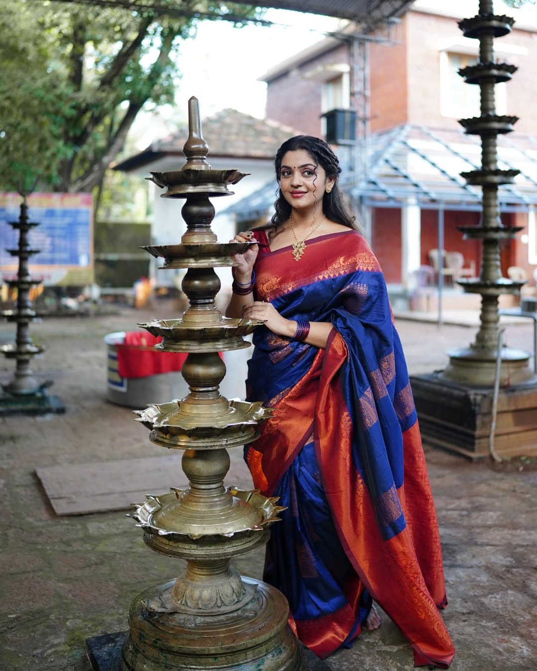 Staring Navy Bule Soft Silk Saree With Extraordinary Blouse Piece