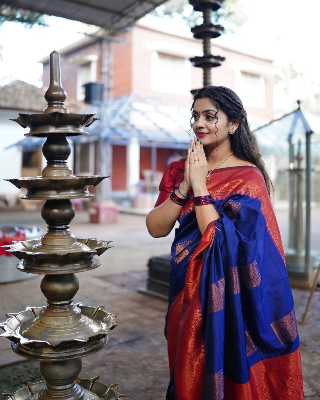 Staring Navy Bule Soft Silk Saree With Extraordinary Blouse Piece