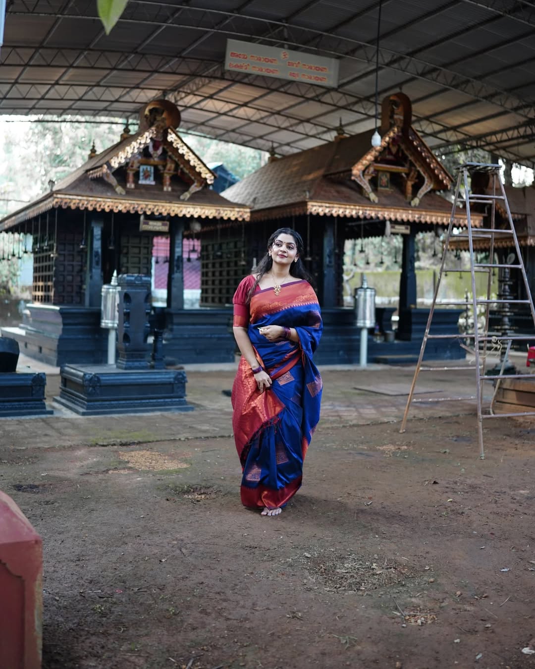 Staring Navy Bule Soft Silk Saree With Extraordinary Blouse Piece