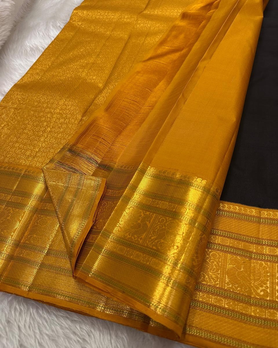 Refreshing Black Soft Silk Saree With Elegant Blouse Piece