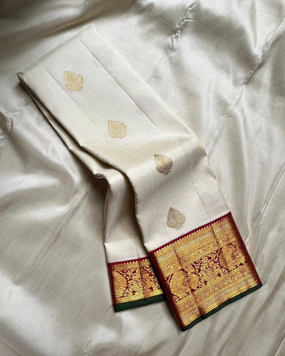 Beguiling Beige Soft Silk Saree With Allure Blouse Piece