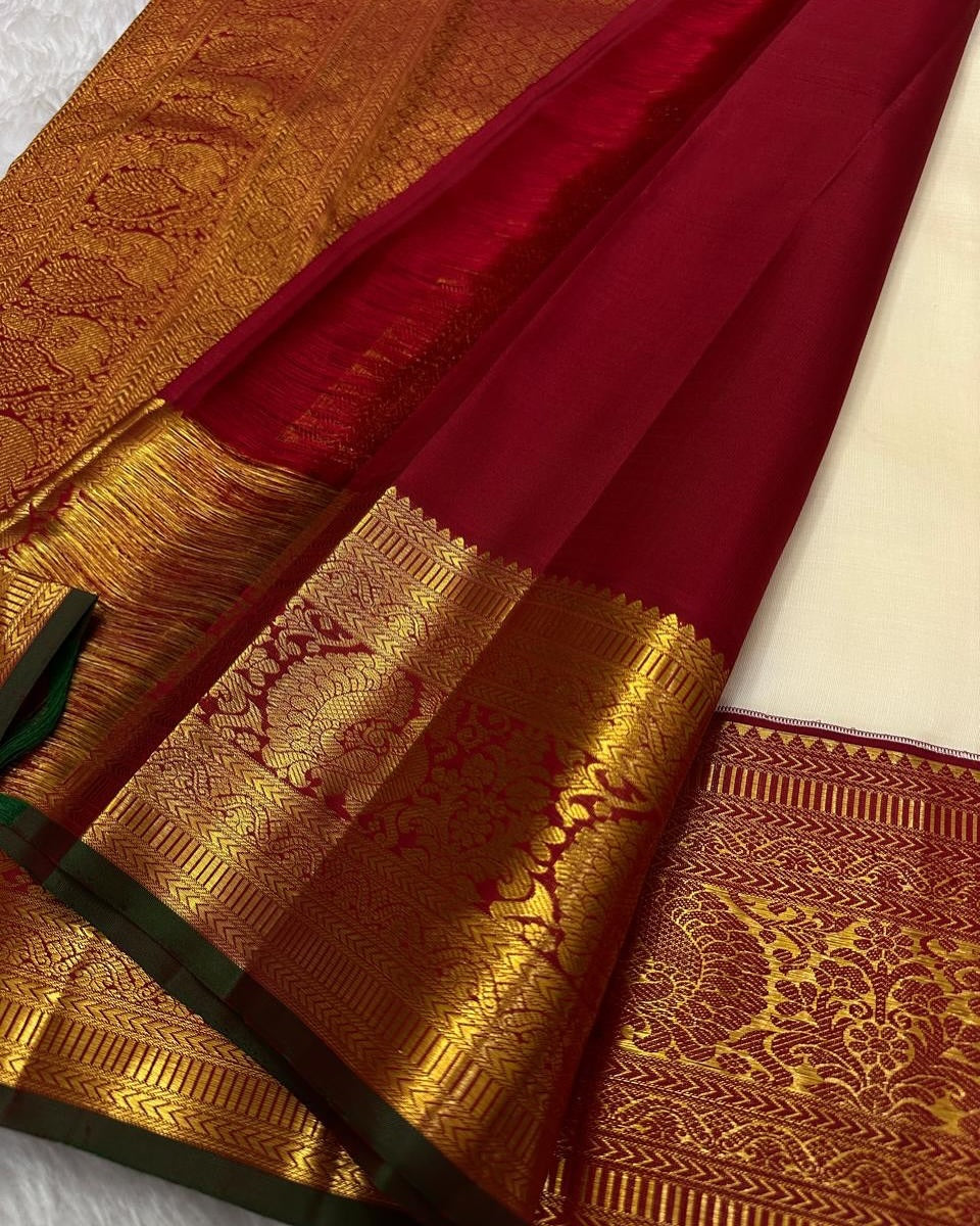 Beguiling Beige Soft Silk Saree With Allure Blouse Piece