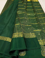 Denouement Dark Green Soft Banarasi Silk Saree With Sempiternal Blouse Piece