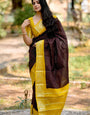 Demure Brown Soft Silk Saree With Ephemeral Blouse Piece