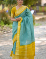 Super classy Firozi Soft Silk Saree With Flameboyant Blouse Piece