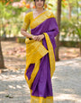 Engrossing Purple Soft Silk Saree With Staring Blouse Piece