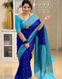 Deserving Blue Soft Silk Saree With Adorable Blouse Piece
