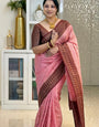 Lovely Pink Soft Silk Saree With Captivating Blouse Piece
