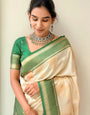 Cynosure Green Soft Silk Saree With Delightful Blouse Piece