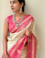 Cynosure Pink Soft Silk Saree With Delightful Blouse Piece
