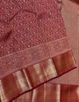 Beleaguer Maroon Soft Banarasi Silk Saree With Embrocation Blouse Piece