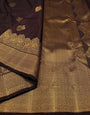 Diaphanous Brown Soft Banarasi Silk Saree With Lissome Blouse Piece