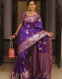 Artistic Purple Soft Banarasi Silk Saree With Devastating Blouse Piece