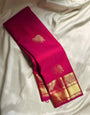Enamoring Dark Pink Soft Banarasi Silk Saree With Most Stunning Blouse Piece