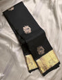 Angelic Black Soft Banarasi Silk Saree With Vibrant Blouse Piece