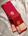 Alluring Red Soft Banarasi Silk Saree With Engaging Blouse Piece