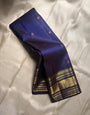 Whimsical Navy Blue Soft Banarasi Silk Saree With Scintillating Blouse Piece