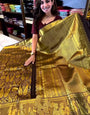 Tantalizing Brown Soft Banarasi Silk Saree With Divine Blouse Piece